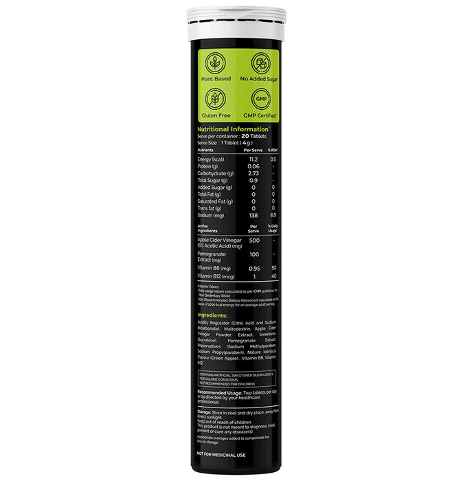 Auric Apple Cider Vinegar Effervescent Tablet with Vitamins B6, B12 (20 Each)