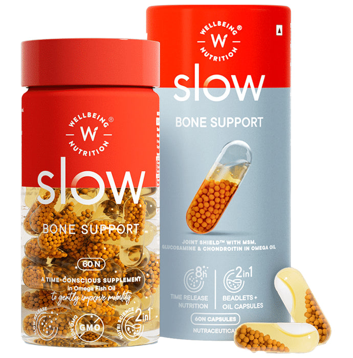 Wellbeing Nutrition Slow Bone Support Vitamin Supplements, Glucosamine, Chondroitin, Calcium Capsule - Classic Derma