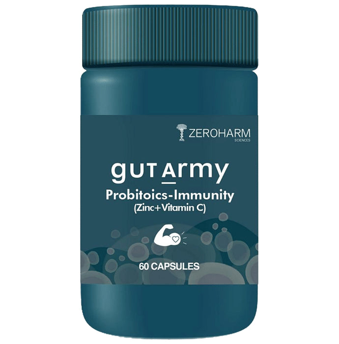 Zeroharm Sciences Gut Army Probiotics-Immunity Vegetable Capsule Capsule - Classic Derma