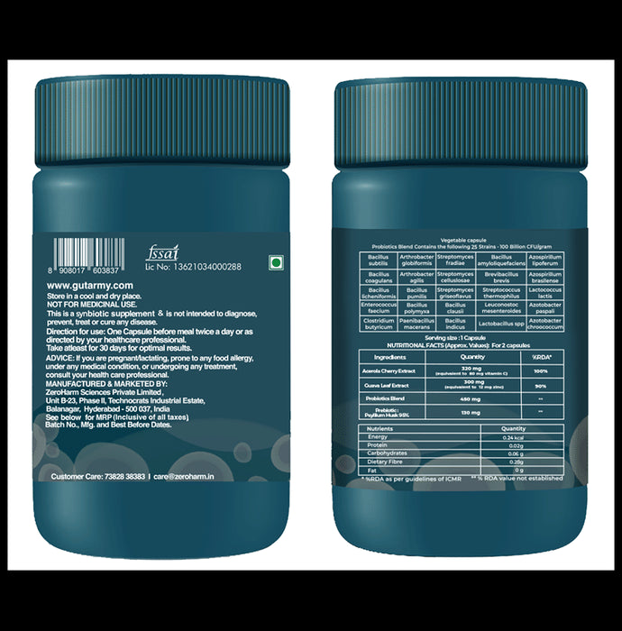 Zeroharm Sciences Gut Army Probiotics-Immunity Vegetable Capsule Capsule