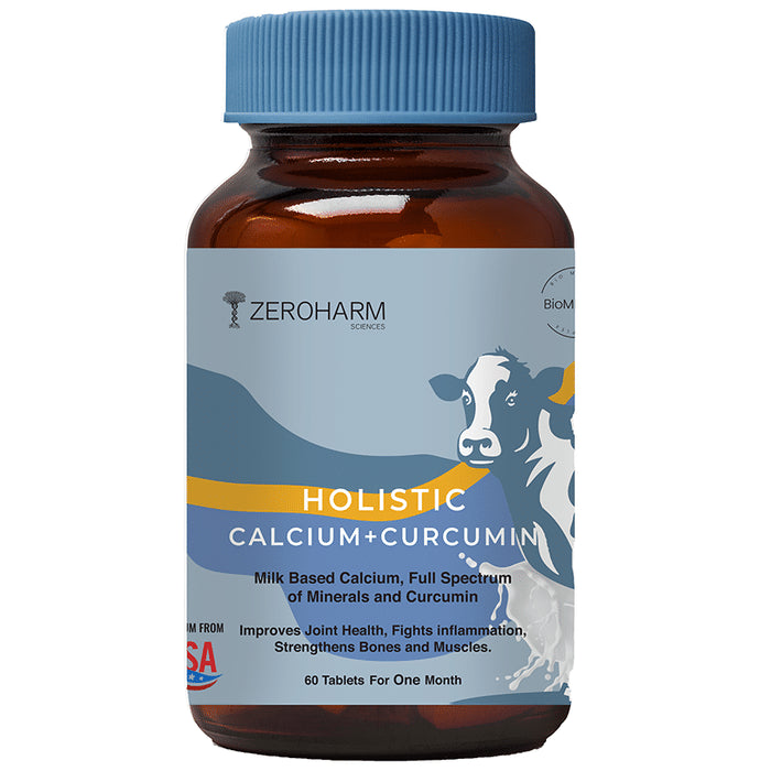 Zeroharm Sciences Holistic Calcium + Curcumin Tablet for Improving Joint Health and Strengthen Bones and Muscles - Classic Derma