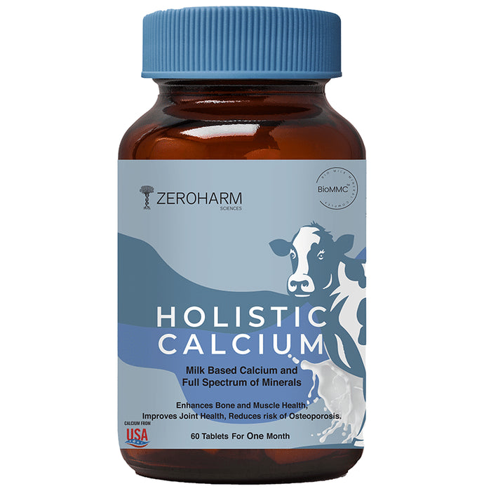 Zeroharm Sciences Holistic Milk Based Calcium Tablet for Joint Support, Bone Strength and Reduce Risk of Osteoporosis - Classic Derma