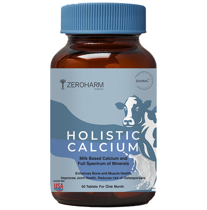 Zeroharm Sciences Holistic Milk Based Calcium Tablet for Joint Support, Bone Strength and Reduce Risk of Osteoporosis - Classic Derma