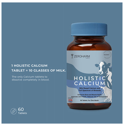Zeroharm Sciences Holistic Milk Based Calcium Tablet for Joint Support, Bone Strength and Reduce Risk of Osteoporosis