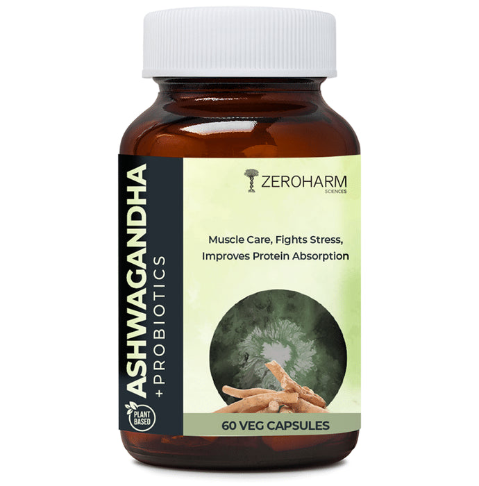 Zeroharm Sciences Plant Based Ashwagandha + Probiotics Veg Capsule - Classic Derma