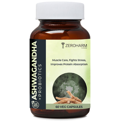 Zeroharm Sciences Plant Based Ashwagandha + Probiotics Veg Capsule - Classic Derma