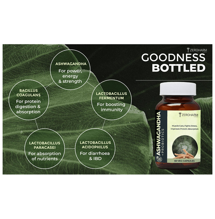 Zeroharm Sciences Plant Based Ashwagandha + Probiotics Veg Capsule