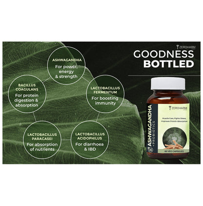 Zeroharm Sciences Plant Based Ashwagandha + Probiotics Veg Capsule
