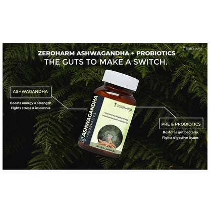 Zeroharm Sciences Plant Based Ashwagandha + Probiotics Veg Capsule