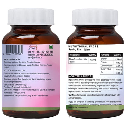 Zeroharm Sciences Plant Based Milk Thistle Veg Tablet