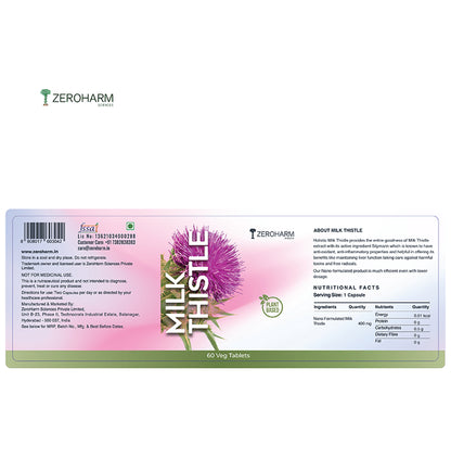 Zeroharm Sciences Plant Based Milk Thistle Veg Tablet