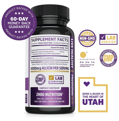 Zhzou Extra Strength Garlic With 5000mcg Allicin Coated Tablet