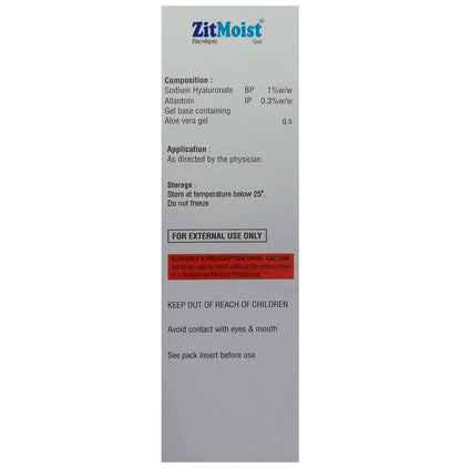 Zitmoist Sodium Hyaluronate & Allantoin Gel | For Acne Prone Skin | Oil Free Moisturiser