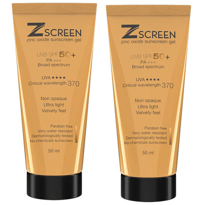 Zscreen Zinc Oxide Sunscreen Gel (50ml Each) SPF 50+ - Classic Derma