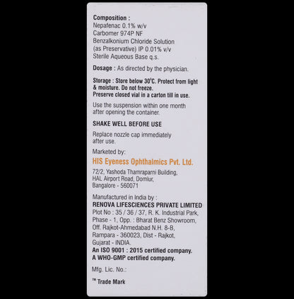 Accunac 0.1% Eye Drop