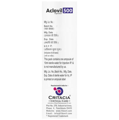 Aclovil 500mg Injection
