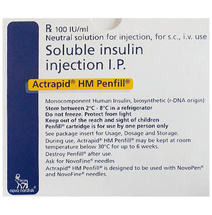 Actrapid HM Penfill (3ml Each) - Classic Derma