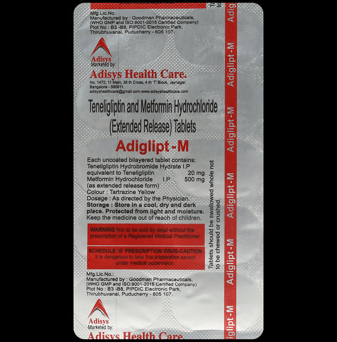 Adiglipt M 500mg/20mg Tablet