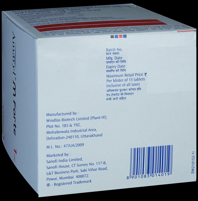 Amaryl M Forte 1mg Tablet PR