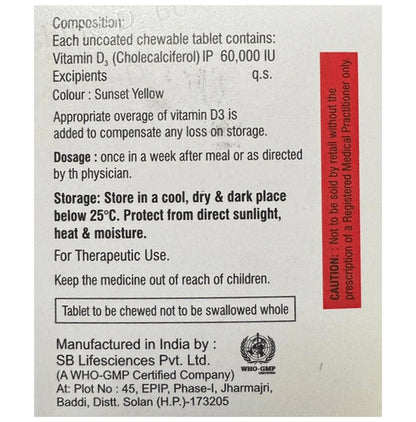 Amnoshine-D3 60K Chewable Tablet Orange Sugar Free