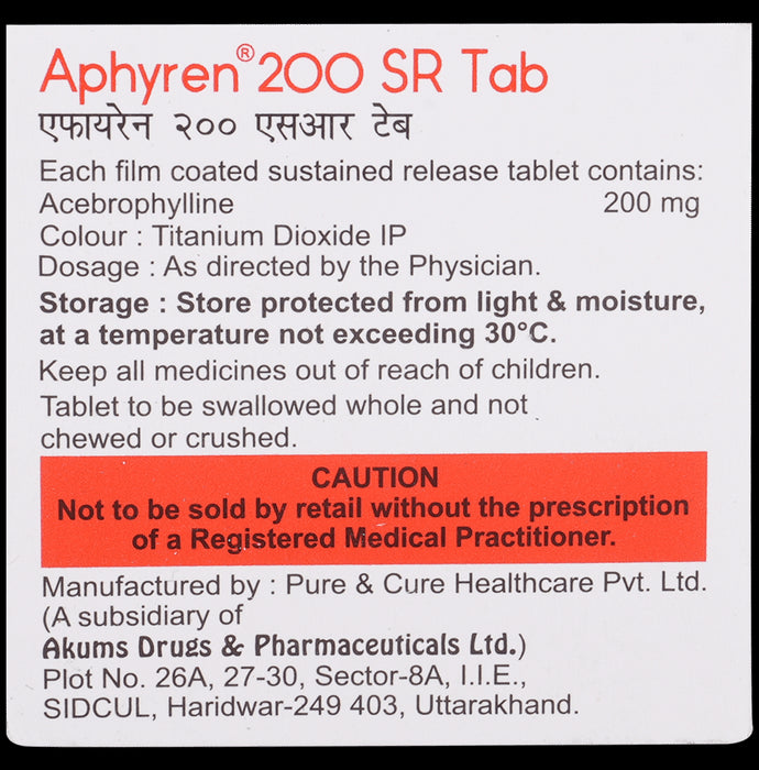 Aphyren 200 SR Tablet