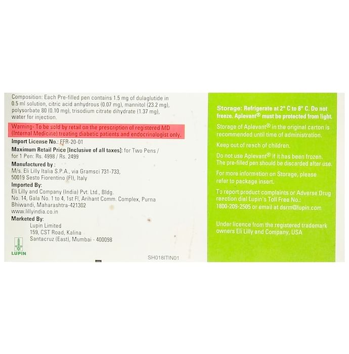 Aplevant 1.5mg Pre-filled Pen (0.5ml Each)