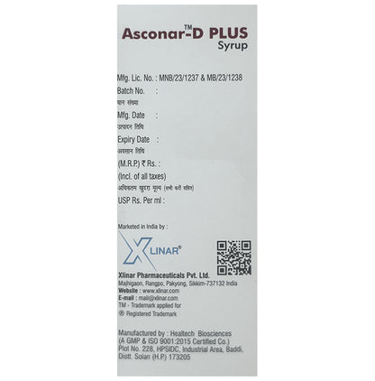 Asconar-D Plus Syrup Cherry Sugar Free