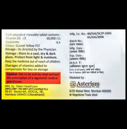 Astesol-D3 60K Chewable Tablet