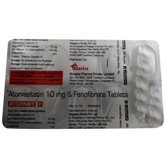 Atornet F 10mg/145mg Tablet - Classic Derma