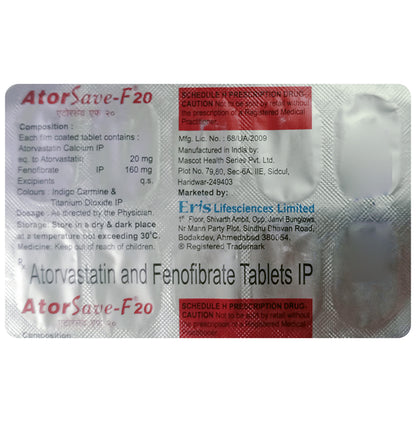 Atorsave F 20mg/160mg Tablet - Classic Derma