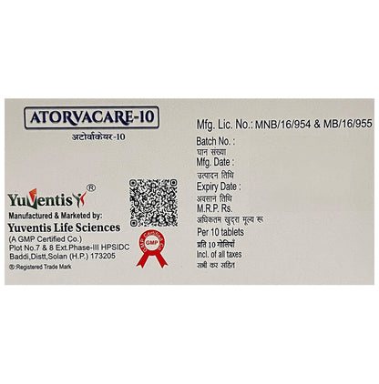 Atorvacare 10mg Tablet