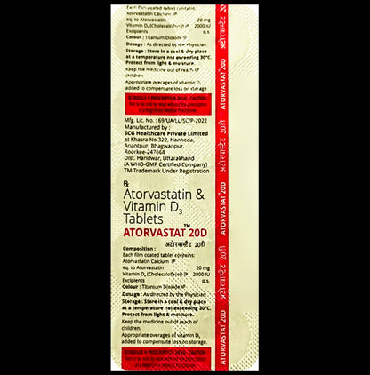 Atorvastat 20D Tablet