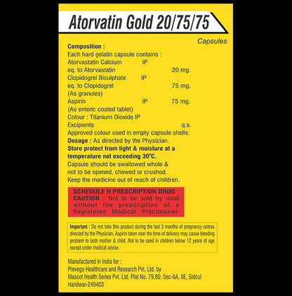 Atorvatin Gold 20/75/75 Capsule