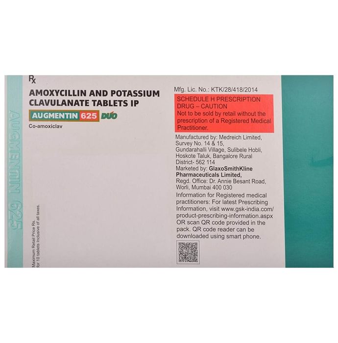 Augmentin 625 Duo Tablet - Classic Derma