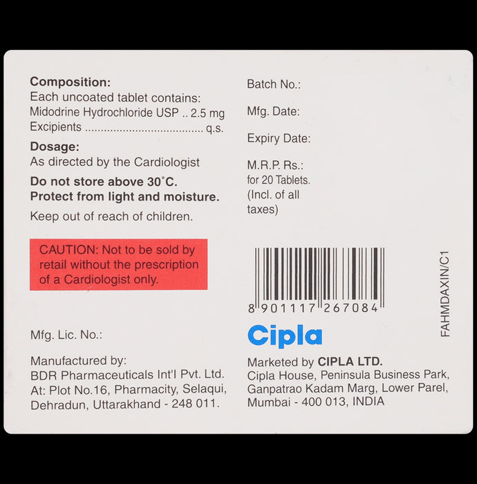 Cipmido 2.5mg Tablet