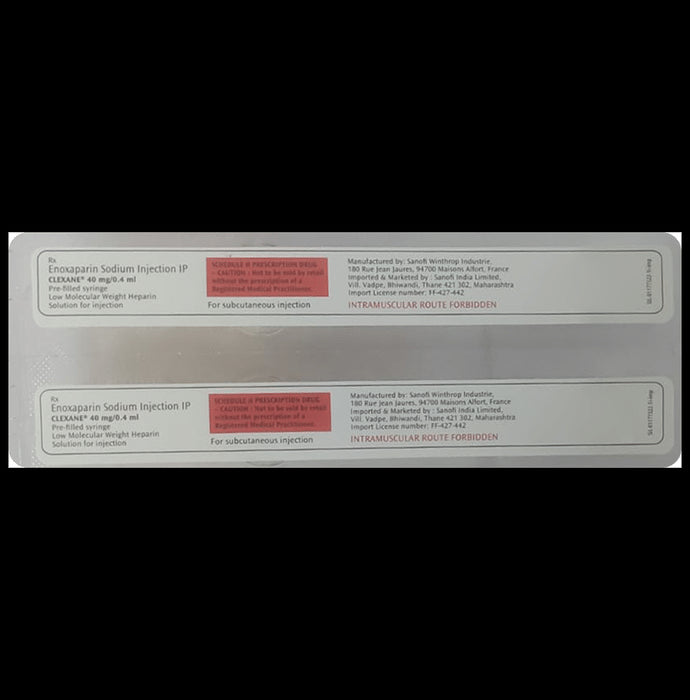 Clexane 40mg Injection (0.4ml Each)