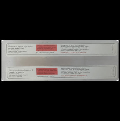 Clexane 40mg Injection (0.4ml Each)