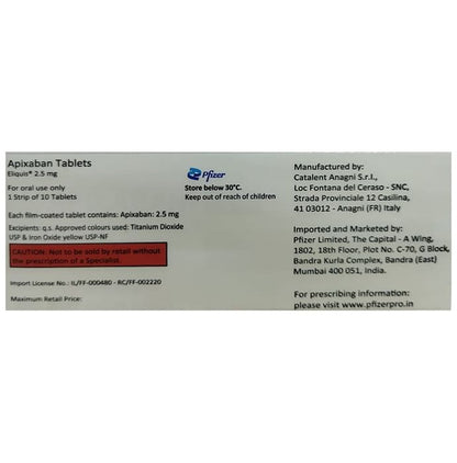 Eliquis 2.5mg Tablet