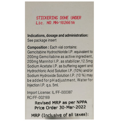 Gemcite 200mg Injection