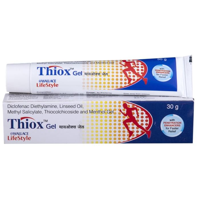 Thiox Gel with Diclofenac Diethylamine & Menthol | For Joint Pain, Neck Pain, Back Pain & Muscle Pain - Classic Derma
