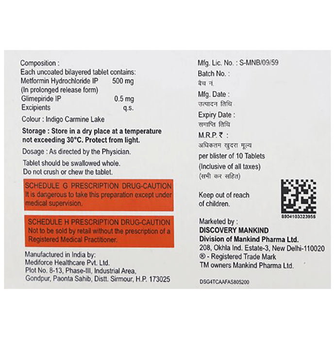 Glimestar-M 0.5mg/500mg Tablet