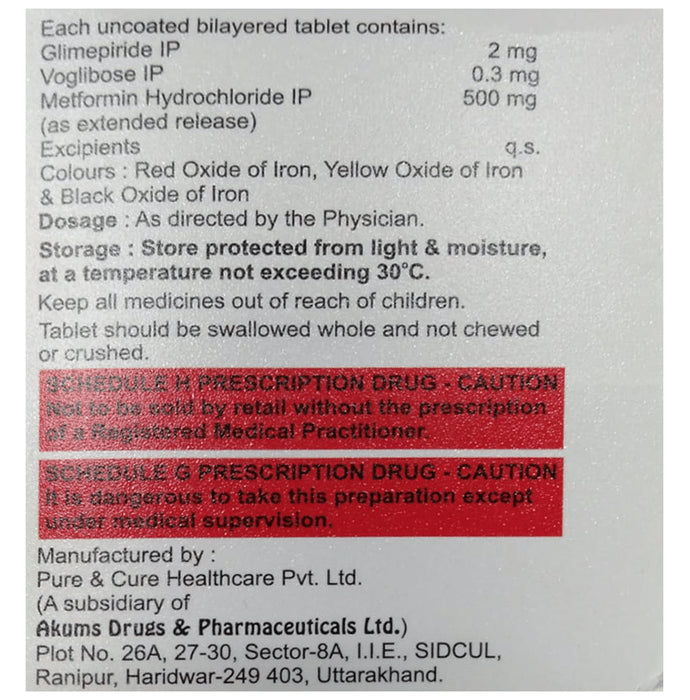 Glimzab MV 2mg/500mg/0.3mg Tablet ER