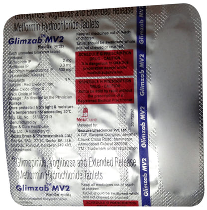 Glimzab MV 2mg/500mg/0.3mg Tablet ER