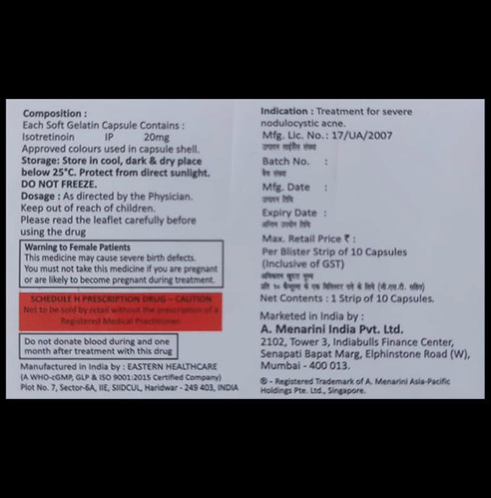 Iso Aret 20mg Capsule