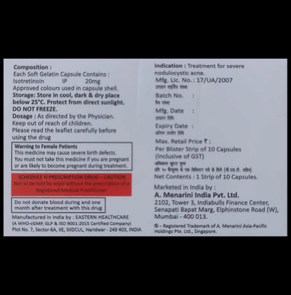 Iso Aret 20mg Capsule