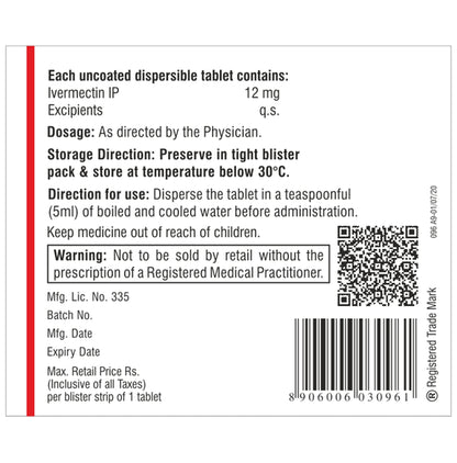 Iverscab 12mg Dispersible Tablet