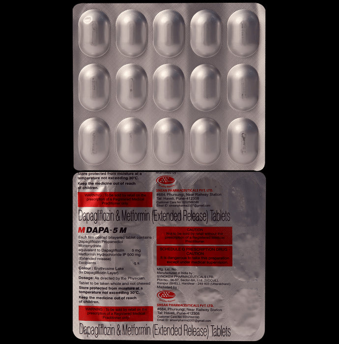 M Dapa M 5mg/500mg Tablet - Classic Derma
