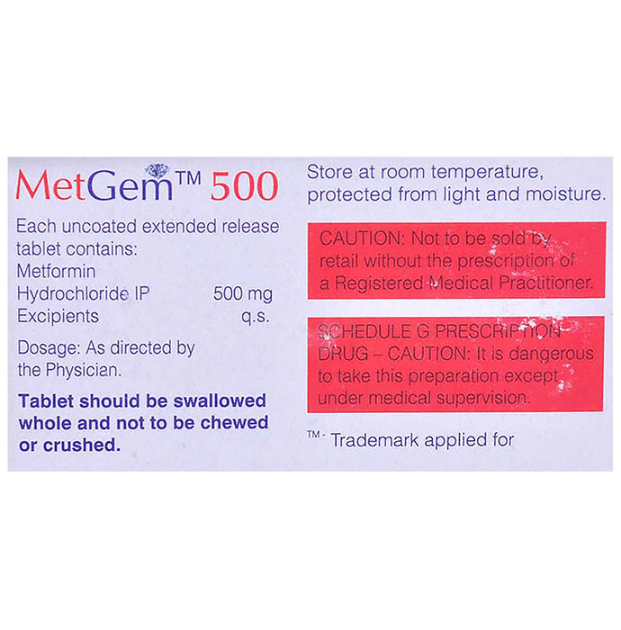 Metgem 500 Tablet ER