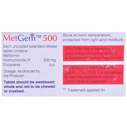 Metgem 500 Tablet ER