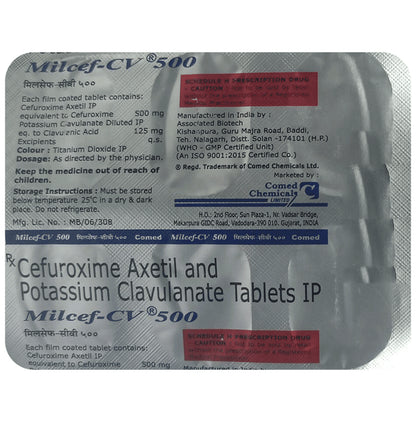 Milcef CV 500 Tablet - Classic Derma